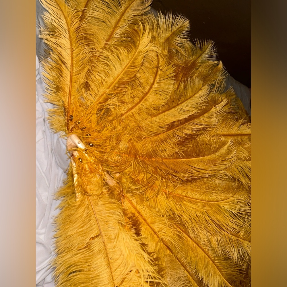 Gold Ostrich Feather Fans